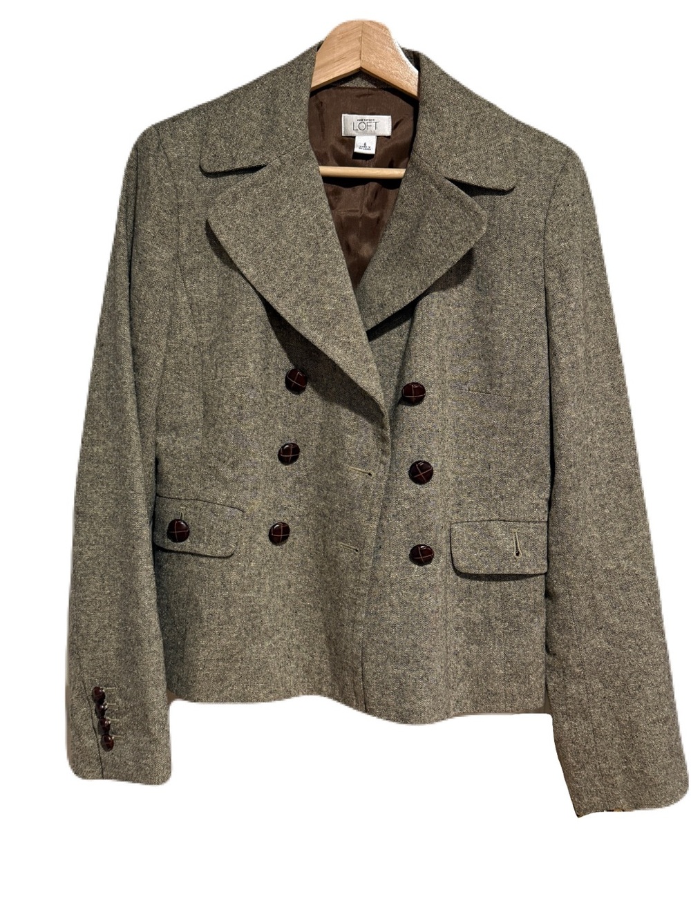 Ann Taylor Tweed Double-Breasted Peacoat